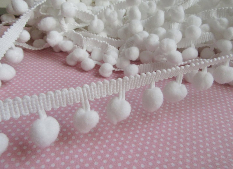 YYCRAFT 10 Yards Ball Fringe 1" Wide Pom Pom Trim Ribbon Sewing-White - Image 2
